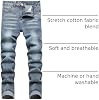 JUNBAOSS Jeans Entallados Elásticos para Hombre, Jeans Skinny Rotos, Pantalones de Mezclilla Cargo con Cintura Flexible y Pierna Recta 8