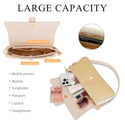 Image of KKXIU Shoulder Bag for Women Small Hobo Handbag Mini Retro Clutch Purses | Trendy Classic Underarm Crossbody Bag with Zipper Closure, Vegan Leather, Removable Strap