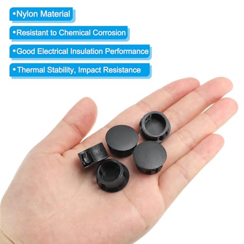 Image of PATIKIL Hole Plugs Plastic, 50 Pcs 16mm(5 /8 inch) Screw Bumper Hole Plug Flush Snap Type Round Hole Cover Caps for Round Holes Cabinet Furniture Kitchen, Black