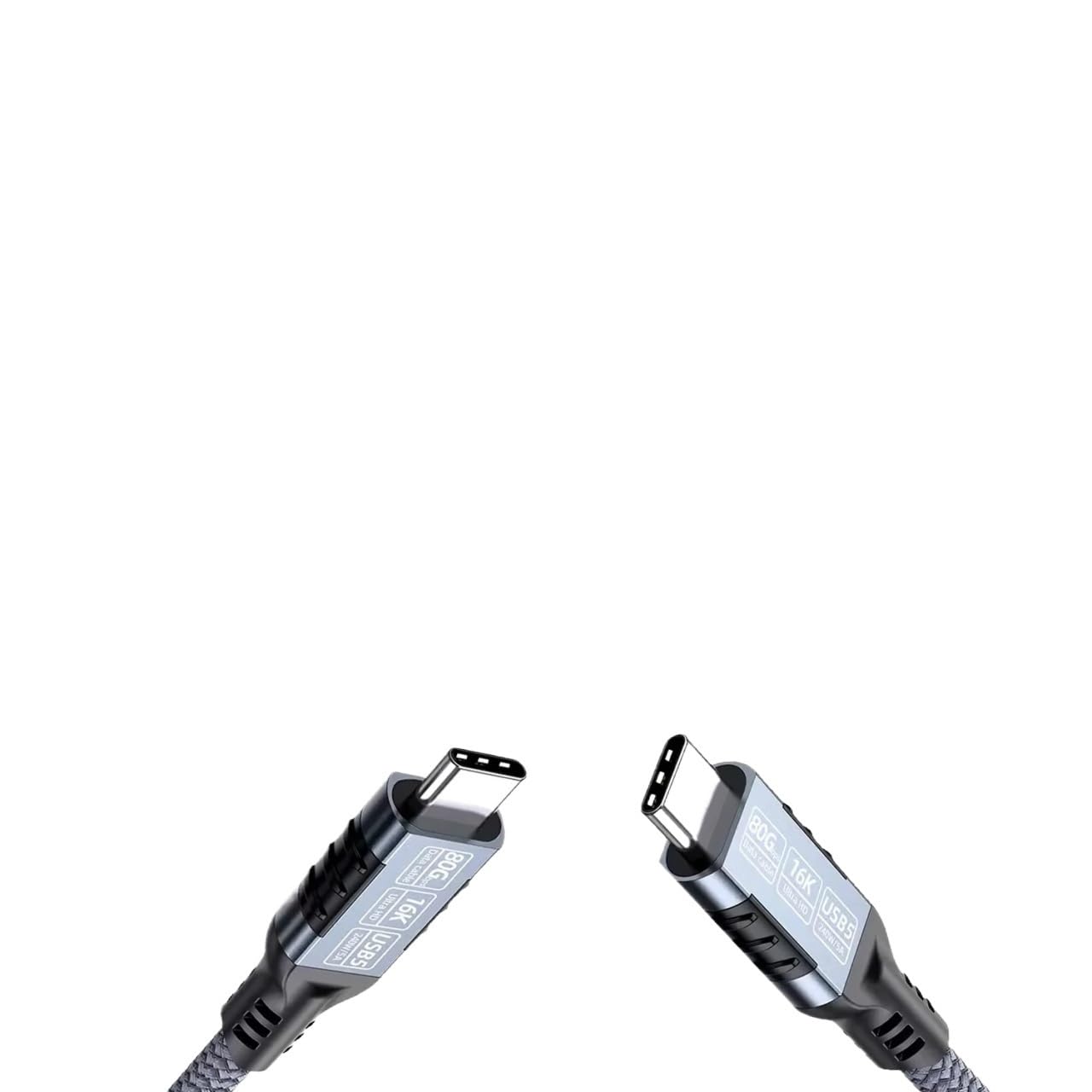 Cavo USB 5 da 80 Gbps, 240 W, 8 K a 60 Hz, tipo C, ricarica rapida/cavo di trasferimento dati da USB C a C (0,2 m, nero)