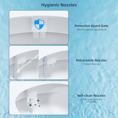 Hibbent Bidet Attachment for Toilet with Self Cleaning Dual Nozzle, Hot and Cold Water Spray Non-Electric Mechanical Toilet Seat Bidet for Rear or Female Washing Sanitizing, Blue by Hibbent - Image 3