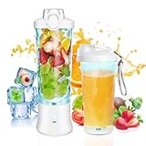 Rainpal Tragbarer Mixer/Mini Standmixer, 600mL USB Wiederaufladbarer Blender mit Becherdeckel, 6 Klingen, Kabelloser Persönlicher Mixer, BPA-Freier Smoothie Maker für Draußen Sport, White