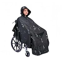Fonakei Rollstuhl Regenponcho, Rollstuhlabdeckungen wasserdicht mit reflektierenden Streifen (Black)