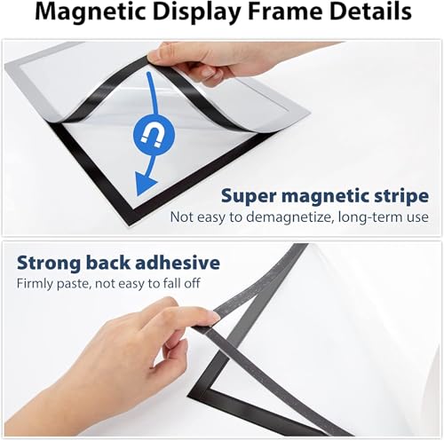 VAIIGO 10 Stück Magnetrahmen A4, Selbstklebend Magnetische Info-Rahmen, Mit Magnetverschluss für Informationsrahmen, Durable Magnetic Frame für Restaurants& Büros & Shops,Silber