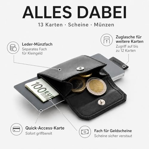 Foto von Jaimie Jacobs Nano Boy Pocket Mini Geldbeutel mit Ledermünzfach (Schwarz)