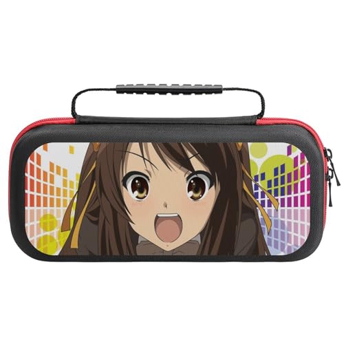 Switch ケース かわいい 涼宮ハルヒシリーズ スイッチ 収納ケース カバー ナイロン素材 全面保護 防塵/防水/防汚/耐衝撃 26x11.5x5.2cm Switchに対応 保護用ハードケース 大容量な収納力 アクセサリーポーチ Switch本体/ゲ