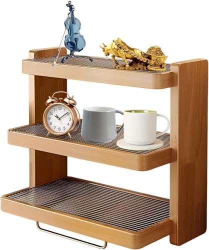 Wooden Coffee Mug Display Rack, 3-Tier Organizer for Kitchen Countertop Storage and Spice Organization