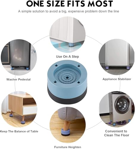 Image of Washing Machine Vibration Pads Stand, Height Adjustment Washing Machine Stand with Anti-Slip Rubber Pad (4 Pcs Set)