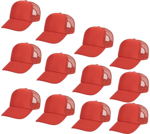 Image of Gelante 12 Pcs Sublimation Blank Trucker Hats - 5 Panel Mesh Snapback Baseball Cap Bulk