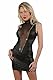 MISS NOIR 20778 Damen Wetlook Minikleid Sexy Kleid mit Strass 2-Wege-Reißverschluss Figurbetontes Neckholder Kleid Clubwear Partykleid, Schwarz (20778-BK), XL