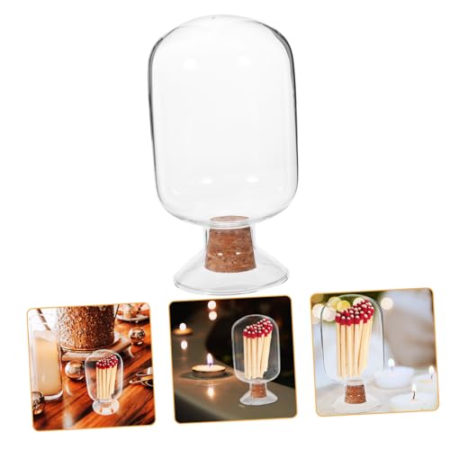 WEKADRIN Tarro de Vidrio Transparente Multiusos con Tapón de Corcho para Cerillas y Objetos Pequeños Frasco Decorativo y Regalo para Inauguración de Casa