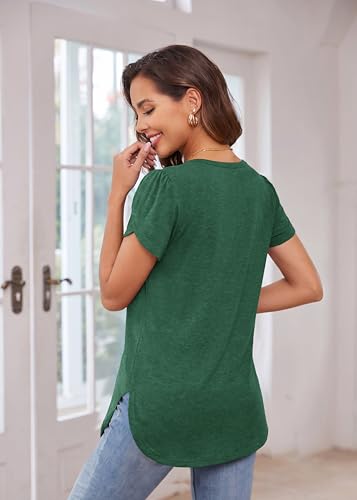 Image of Herou Women's Casual Long /Short Sleeve T Shirt Crewneck with Side Split Fall Pullover Loose Tunic Sweater Tops