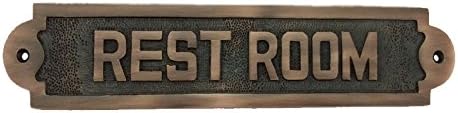 Adonai Hardware Large Rest Room Brass Door Sign -Antique Copper
