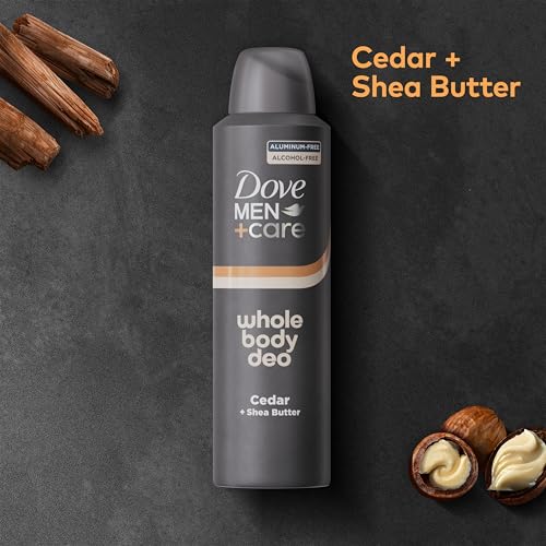 DOVE MEN + CARE Whole Body Deo Spray Cedar + Shea Butter – Aluminum‑Free, Gentle Full‑Body Odor Control, Dermatologist‑Tested | 4 oz - Image 5