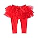 Ashken Baby Toddler Girls' Tutu Leggings Tulle Ruffle Skirted Pants Footless Tights (3 Months-5T) Red