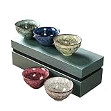 Doorpetal chinese tea cups,gongfu Ceramic Teacup Set, 4.06 oz (120 ml), Set of 5, 5 Colors