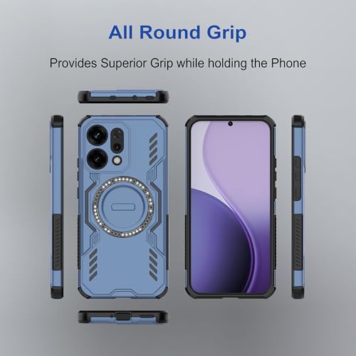 Image of amazon basics Back Case Cover for Oppo Reno 14 5G | MagSafe Case with Built-in Metal Ring | Supports MagSafe Charger, Wallet & Car Mount | Shockproof Hybrid PC + TPU | Blue