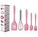 Hillento cocina de silicona utensilios utensilios de cocina conjunto de utensilios de cocina de silicona 5pcs fijan espátulas herramientas de cocina cepillo, fácil de utilizar y limpio, de color rosa