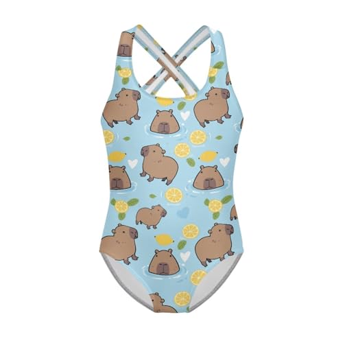 Image of One Piece Swimsuit for Girls Kids Quick Dry Bathing Suit with Crossback Strap Summer Beach Swimwear Size 5T-14