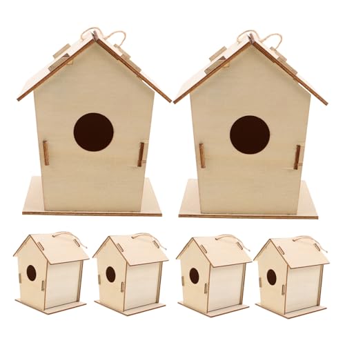 BESPORTBLE 6 Casette per Uccelli in Legno da Dipingere per Kit Te per Esterno Casette da Appendere Non Finite Design Divertente e Educativo per Giardino e Balcone