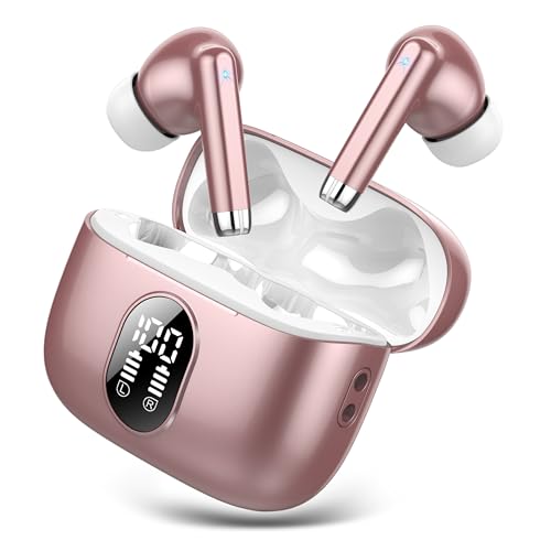2026 Nuevo Auriculares Bluetooth, Auriculares Inalambricos Bluetooth 5.4 HiFi Estéreo con 4 ENC Mic, 40H Cascos Inalambricos Bluetooth con Pantalla, Audifonos Inalambricos para Android iOS, Rosa Puro