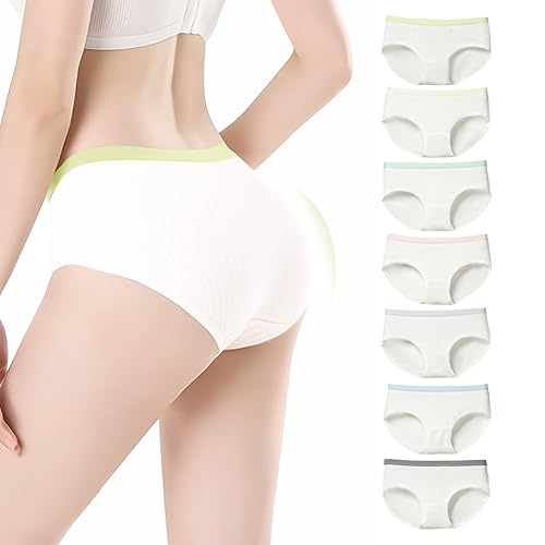 Viralive Womens Disposable Cotton Underwear Real Fit Breathable Washable Travel Briefs 7 Pack Panties for Travel Hotel Hospital Hiking Skiing Soft Hypoallergenic Large Multicolor
