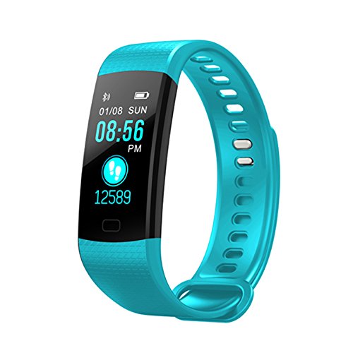 YHLVE - Pulsera inteligente con Bluetooth, monitor de frecuencia cardíaca para niños, mujeres y hombres, 0.11, color azul celeste