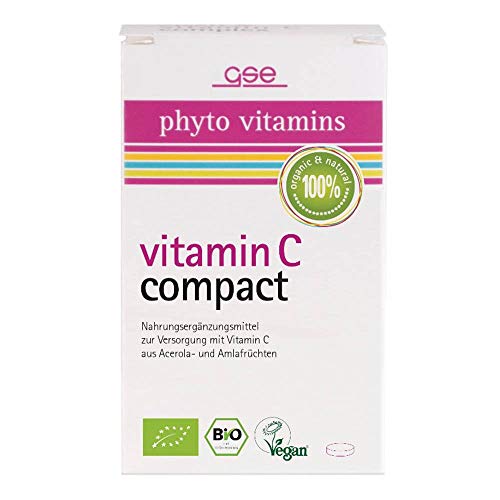 GSE Vitamin C Compact Tabletten, 60 Kapseln hochdosiertes Vitamin C aus Acerola- und Amla, 100% vegan und ohne Zusatz, BIO-Qualität Cover