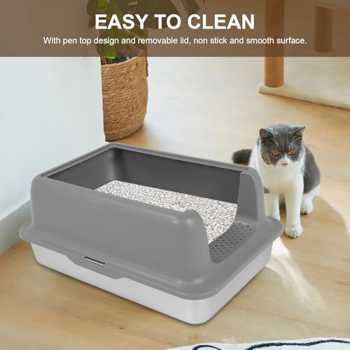 Caja de arena para gatos de acero inoxidable Naroote miniatura 2