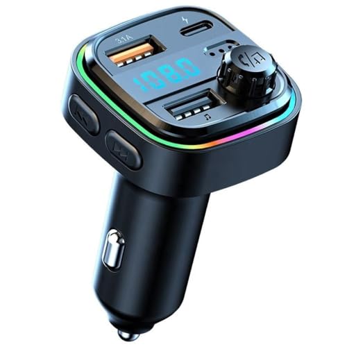 Bluetooth Car Adapter FM Transmitter with Dual USB Charger, QC3.0 Fast Charging, Hands-Free Calling, LED Display, Car Radio Audio Receiver–Compatible with All Cars