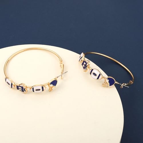 Boderier Game Day Earrings For Women Gold Hoop Earrings Sport Fan Earrings Sports Game Team Jewelry Accessories Blue White thumb #1