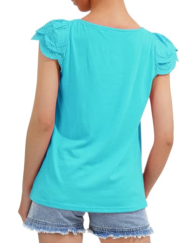 Image of KEREDA Girls Short Sleeve Shirts Summer Tops Girls Clothes 5-14 Years