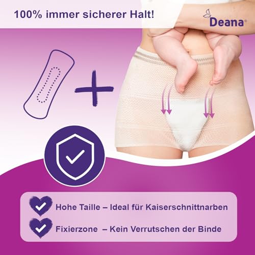 Deana® Wochenbett Unterwäsche | Made in EU | DERMATEST SEHR GUT | Öko-TEX | 8er-Set | Wöchnerinnen Slips zur Fixierung von Binden nach der Geburt | Wiederverwendbare Netzhöschen für Schwangere