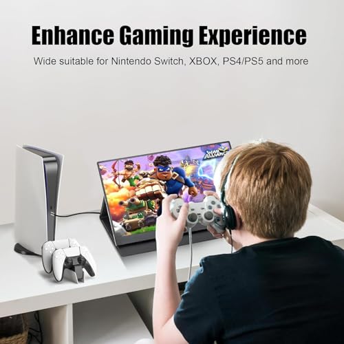 Image of 16 inch 2.5K 144Hz Portable Gaming Monitor 16:10 HDR Eye Careful,100% sRGB QHD2560x1600 Ultra-clear IPS Portable Monitor for Laptop with Built-in Speakers,External Second Screen for PC Phone Game Console