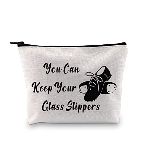 G2Tup Tap Dance Gift You Can Keep Your Glass Slippers Makeup Bag Tap Dancing Dancer Cosmetic Bag Tap Dance Teacher Gift Zipper Travel Pouch (Keep Your Glass Slippers White Bag) #TOP15