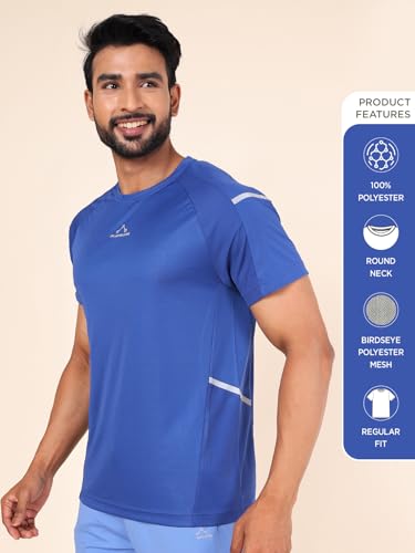 Image of Rupa Colors Mens PLAYSURE Dry FIT Raglan Sleeve Round Neck Activewear T-Shirt | 100% Polyester Fabric | Reflective Logo | Regular Fit