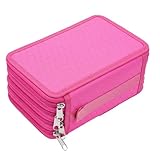 Estojo Escolar Box, Grande, com 3 Divisórias e 72 Elásticos, Feminino, Masculino, Zíper e Tecido Resistentes, com Alça, Qualidade Premium (Rosa)