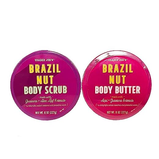 Trader Joe's Brazil Nut Body Scrub and Brazil Nut Body Butter (Set of 2, 8 oz each)