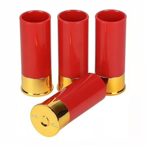12 Gauge Shot Glasses, Set of 8, 1.5 oz Red and Gold Novelty Glasses Gift for husband boys (8)