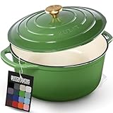 SUPERIOR HEAT RETENTION & DISTRIBUTION: Crafted from premium enameled cast iron, this 6.4-quart Dutch oven ensures exceptional heat distribution and retention, cooking your meals evenly while keeping them warm for longer. Perfect for baking breads, s...