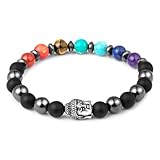 Karseer Buddha Anxiety Stress Relief Bracelet Natural Crystal Onyx Healing Stone Magnetic Hematite 7...