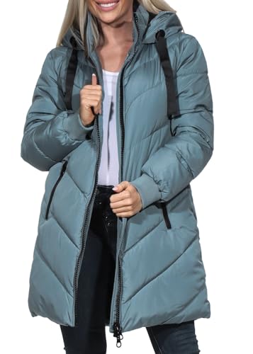 JDY Damen Jdyskylar Padded Hood Jacket Otw Noos Steppmantel, Stormy Weather/Detail:BLACK, XL EU