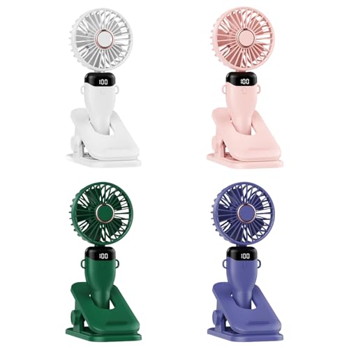 Genérico Portable Usb Fan Recargable Small Desk Fan, 5 Speed Adjustable Cordless Battery Operated, Digital Display Ideal para Home, Camping, Outdoor and Travel, 1 pieza