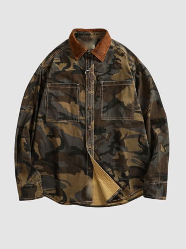 Chemise de travail en coton durable avec patchwork style militaire délavé