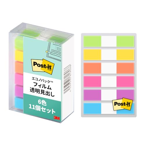 透明見出し　付箋紙　フラッグ　ポストイット10パックセット 10個まとめ売り】 3M 付箋紙 ポストイット ジョーブコンパクト 透明
