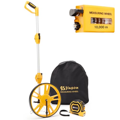 YS YUSON Metric Measuring Wheel in Meters, High Accuracy Measure Wheel with Carrying Bag for Construction, Survey, Roadwork & Landscaping, Distance Measuring Tool,Foldable, 12-Inch, Up to 10,000m