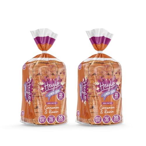 Heylo Low-Carb Cinnamon & Raisin Bread 2 pack (900g) | A Keto Game Changer | Keto Bread Loaf for Sandwiches, Toast or Delicious Keto Snacks | Keto Low Carb Bread | Keto Food