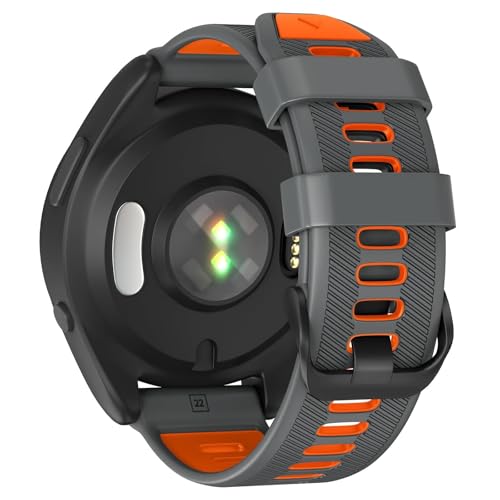 NIBYQ Correa de reloj de 22 mm para Garmin Forerunner 965/Forerunner 955/Forerunner 945/Forerunner 935, bandas de repuesto de silicona suave de 22 mm(Carbon Gray Orange)