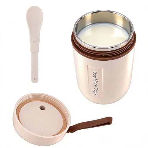 La Mejor Selección de Tazas de desayuno - los más vendidos. 46 Taza de Desayuno de Acero Inoxidable 304, Tarro de Comida Aislado de 600 Ml con Tapa de Seguridad y Cuchara, Taza de Sopa Térmica para Niños y Niñas Actividades Al Aire Libre