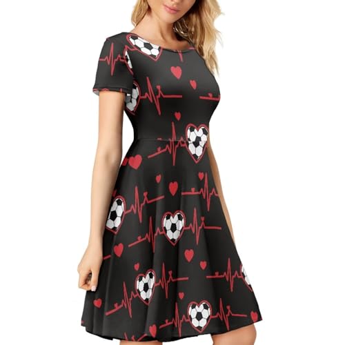 Image of AFPANQZ Womens Casual Summer Lightweight Vintage Dress Short Sleeve Midi Dress Knee-Long Luxury Formal Dress